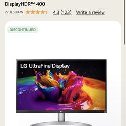 Used. LG monitor, 27UL600-W