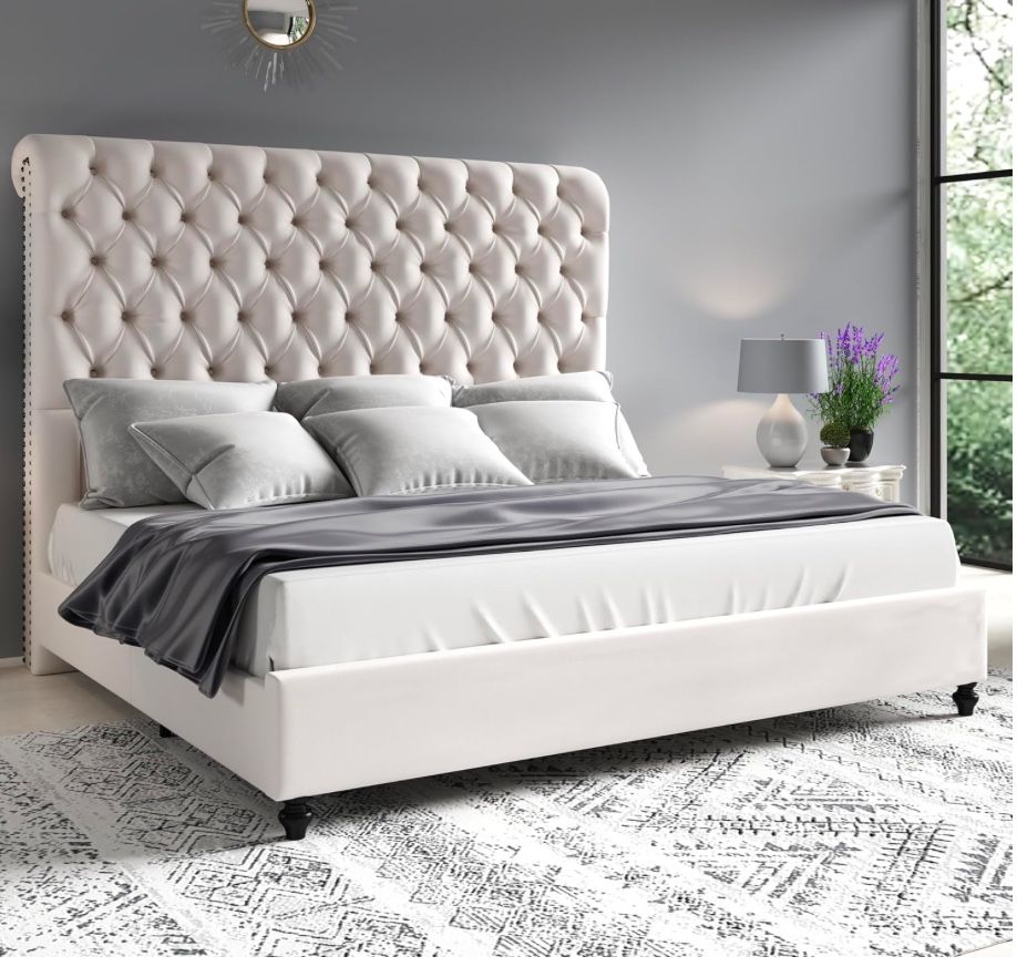 Upholstered Sleigh Headboard Frame Bed New Inbox