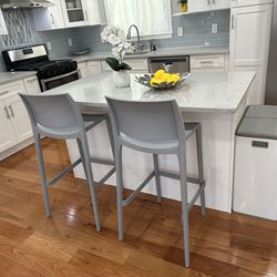 Like New Modern Look Stackable All Weather Bar Stool Pair