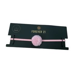 FOREVER 21 pink suede Pom Pom choker one size