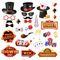 28pcs Casino Photo Booth Props (New, Unopened)