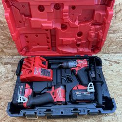 Milwaukee Combo Kit Hammer Drill 1/2” And Impact Driver 1/4” With 2 Batteries 5.0 + Charger 