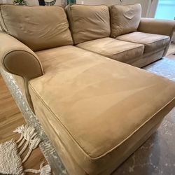 Pottery Barn Hampton Suede Sectional Couch With Chaise