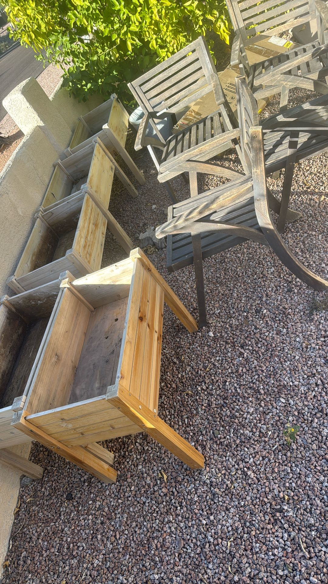 5 Small Low Wood Garden Boxes 