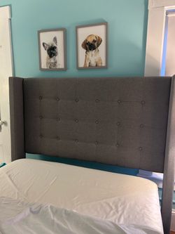Full Size Upholstered Wingback Bed Frame – Wayfair (Retail $250)