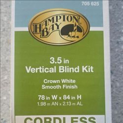 Hampton Bay Cordless 3.5in Vertical Blinds 78x84 White Vinyl Light Filter