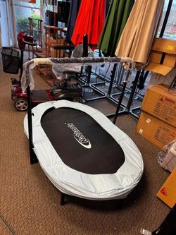 Indoor Trampoline, 56" Double Kids Trampoline with Adjustable Handle, Indoor/Outdoor Foldable