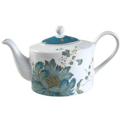 Vintage Turquoise Floral Teapot 