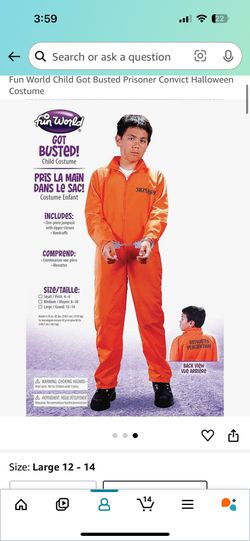 Youth Large Convict Costume