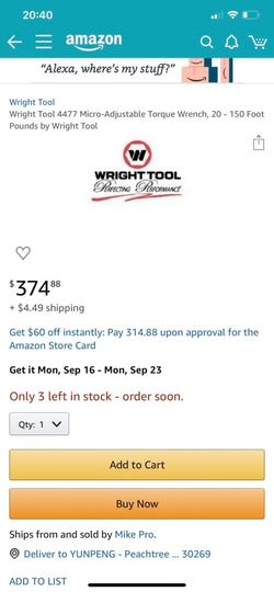 Wright Tool 4477 Micro-Adjustable Torque Wrench, 30 - 150 Ft lb