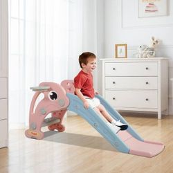 Kids pink Slide with Basketball Hoop , NEW 