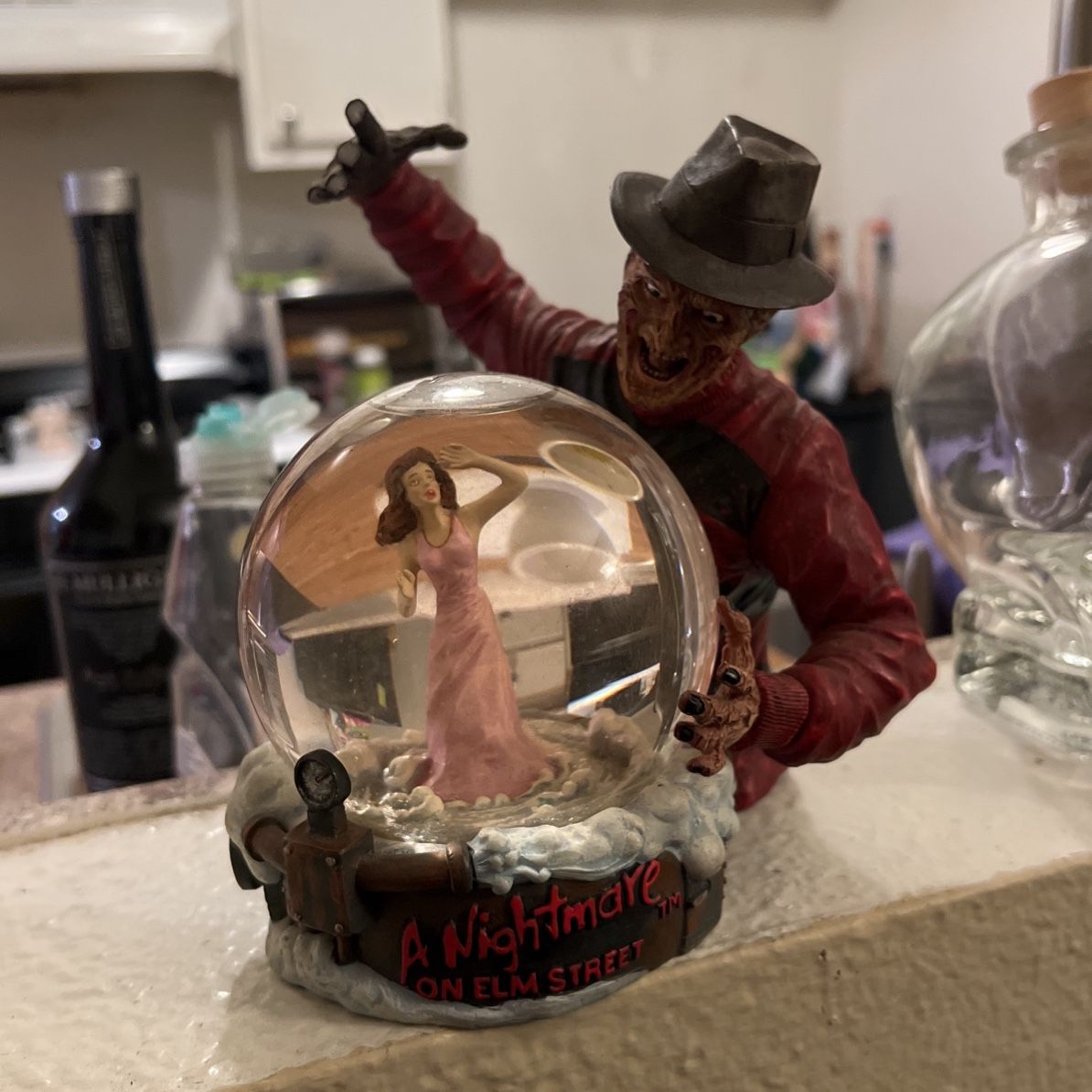 Freddy Krueger Mini Snow Globe - 2" Nightmare On Elm Street Collectible With Glitter & Light-Up Base