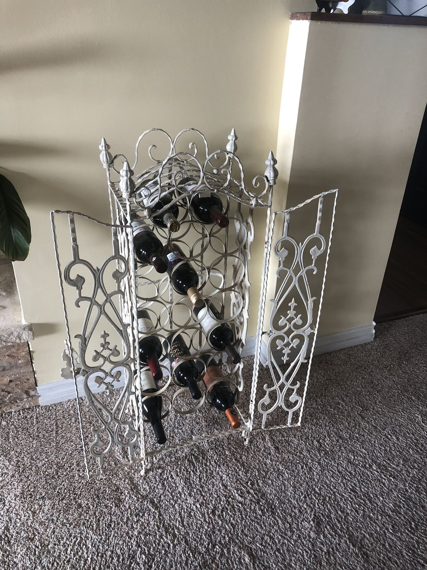 Antique Gothic Revival 1940s Wrought Iron Gated Wine Rack- Holds 20 Bottles