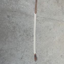 Cream Woven Belt w/ Brown Leather Ends – Size 38 | Gold Buckle, Made in Taiwan 