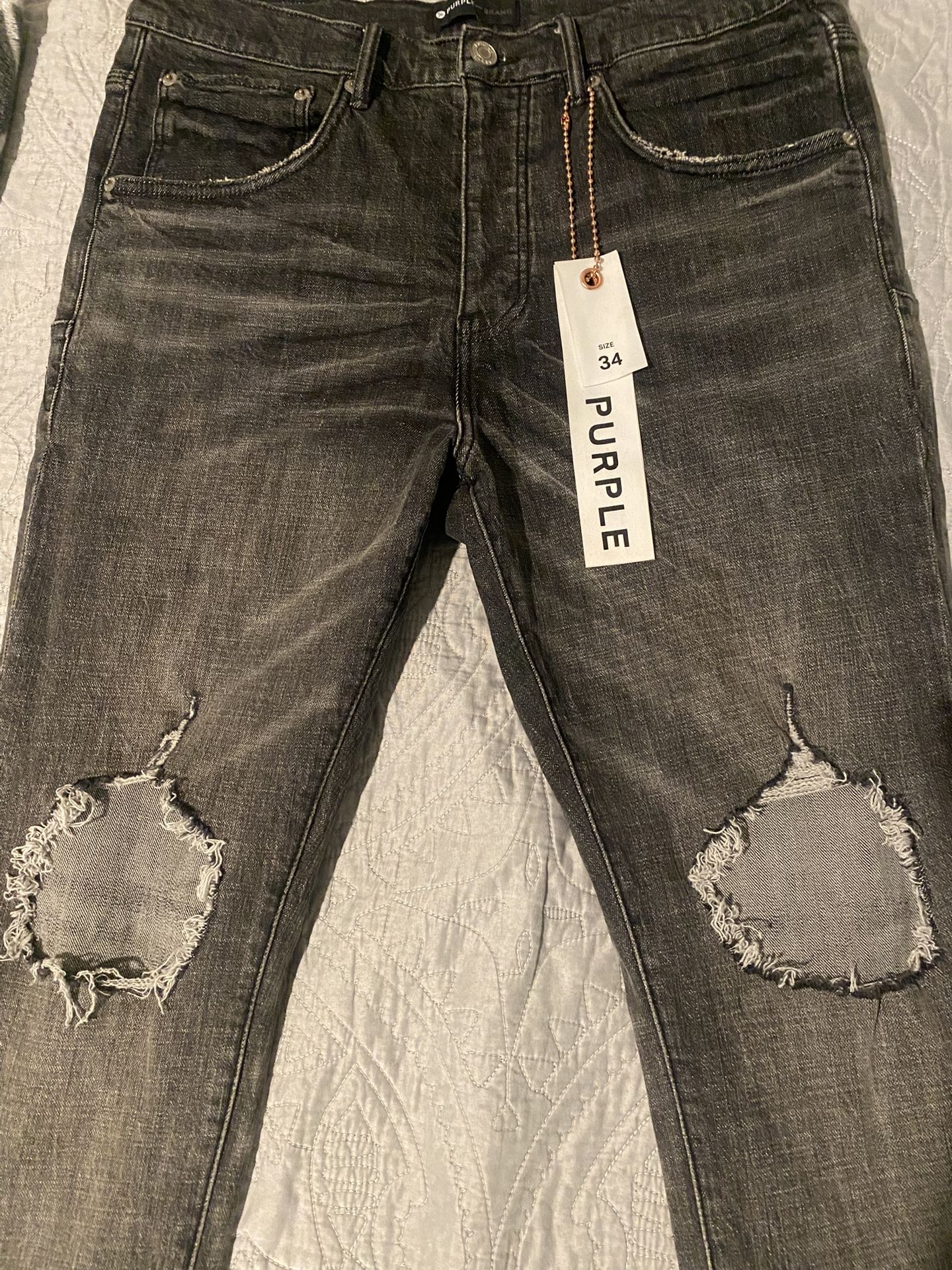 Purple Jeans P002 Grey Dirty Blowout Size 34
