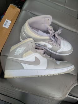 Air Jordan 1 Mid Grey White Sneakers size 10.5