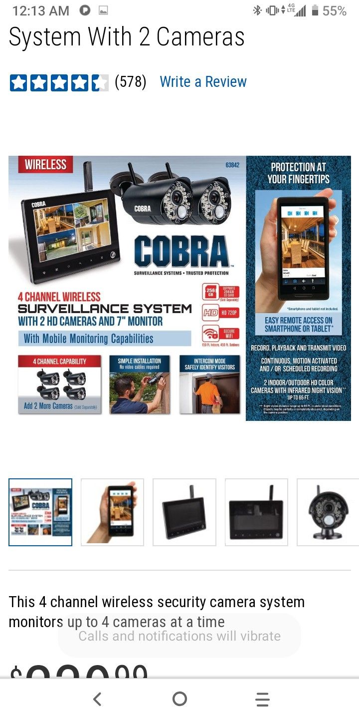 Cobra Wireless 4 Channel Surveillance System