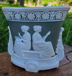 Schafer Vader Green & White Jasperware Vase