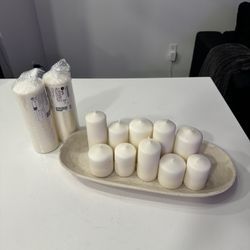 🕯️ Bulk White Pillar Candles (Never Used) – 14 Total!