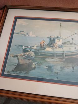 1939 Framed Fishing Boats In Harbor Sessions