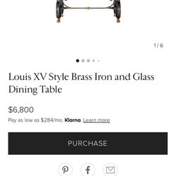 Louis XV Style Brass Iron and Glass Dining Table