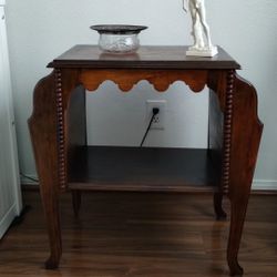Antique Solid Wood Magazine Rack Side Table 
