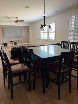 Table with Glass and 8 Chairs