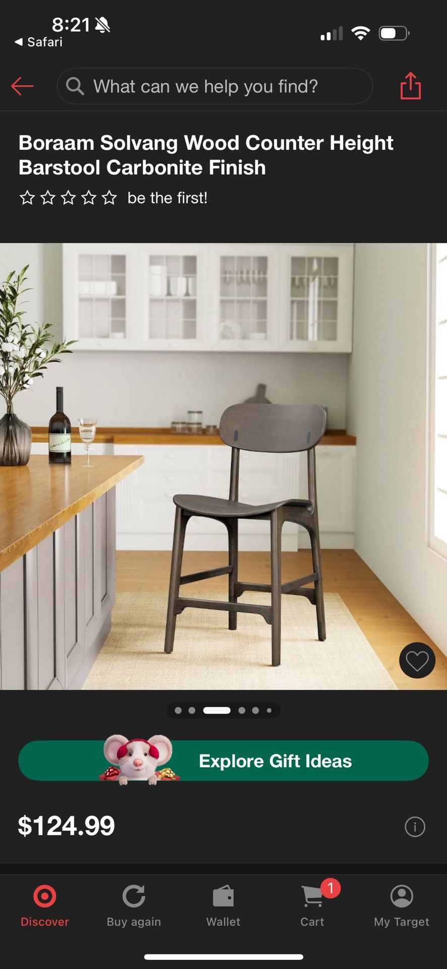 3 Boraam Solvang Wood Counter Height Barstool Carbonite Finish