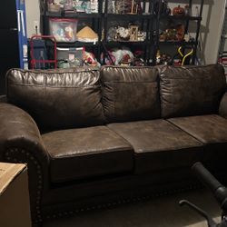 Faux Brown Leather Couch