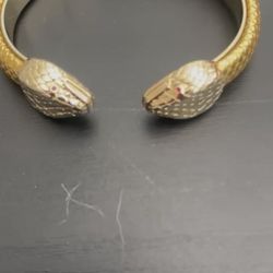 Authentic BVLGARI Serpenti Forever Gold Snake with Red Enamel Eyes Bracelet size Medium