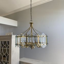 Brass And Glass Chandelier 
