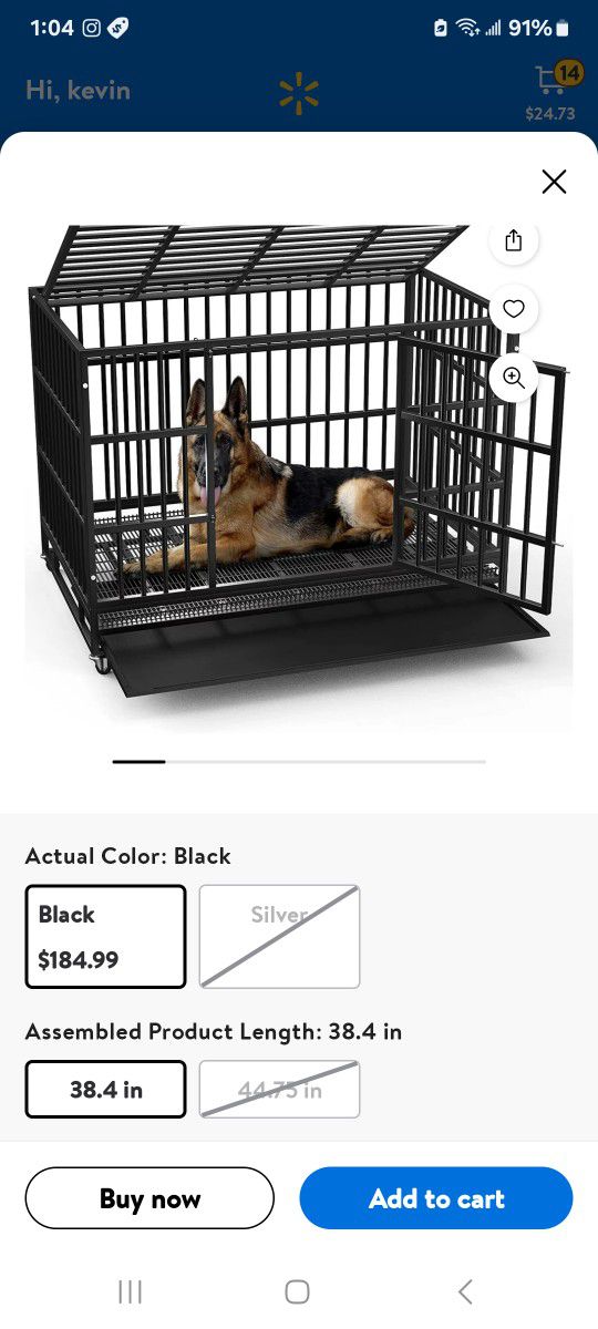 48 inch Heavy Duty Indestructible Dog Crate Steel

