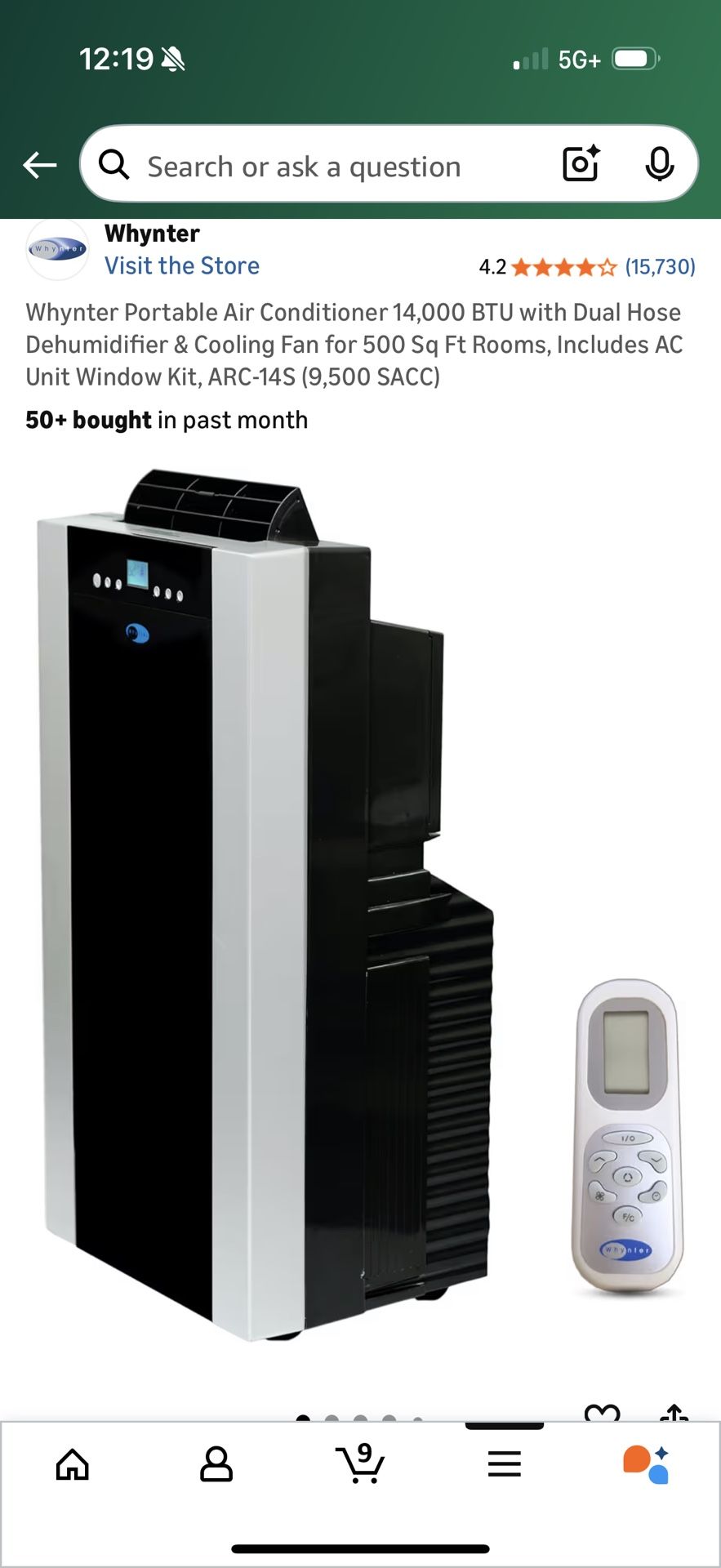 Whynter Portable AC unit, Dual Hose Dehumidifier & Cooling Fan ARC-14S