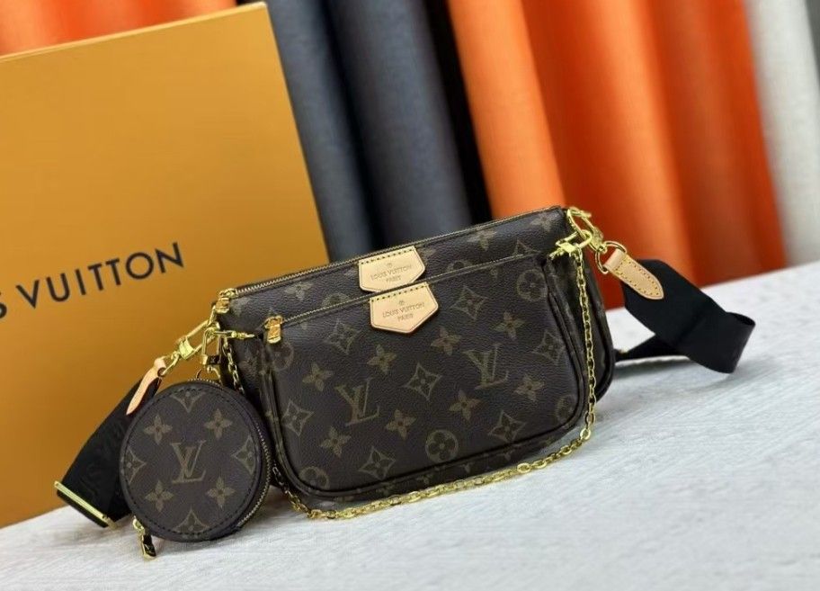 Women's Shoulder Bag 3-Piece Set Black 24 x 13.5 x 4 cm, Brand New with Woven Bag Packaging