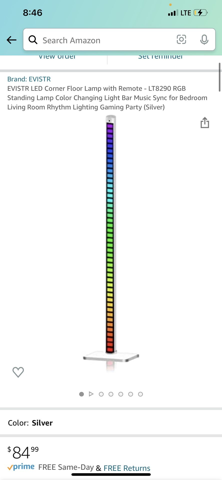 EVISTR LED Corner Floor Lamp with Remote