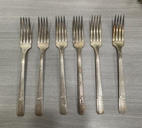 VINTAGE ONEIDA PRESTIGE GRENOBLE SILVER PLATE FLATWARE SIX LUNCHEON FORKS