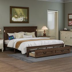 Niva King Size Storage Platform Bed with LED Headboard and USB Charging Station
