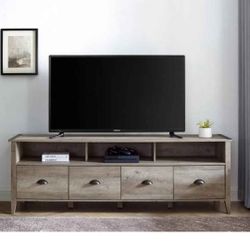 70 in. Farmhouse Grey Wash Wood TV Stand with 4 Drawers (Max TV Size 80 in.)