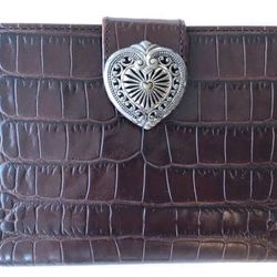 Brighten silver heart wallet high gloss croco -