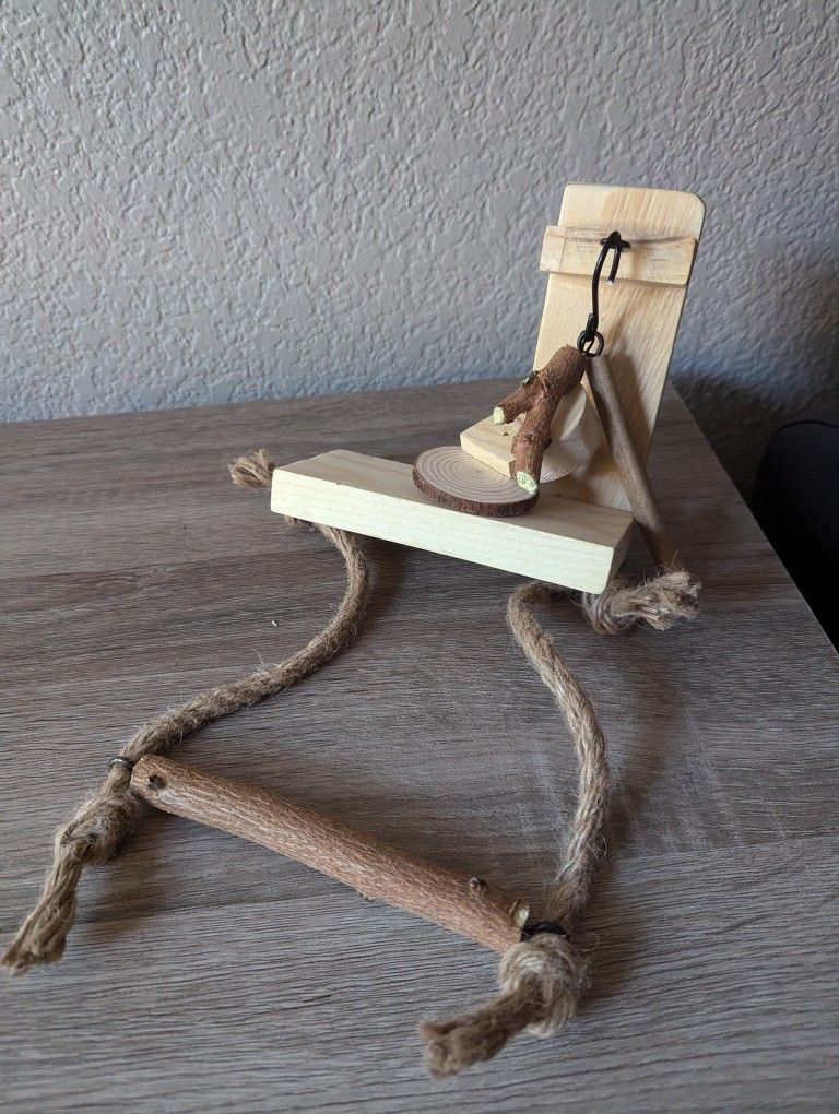 Bird Cage Accessory, Swing, Ladder, And Real Wood Chew Toy