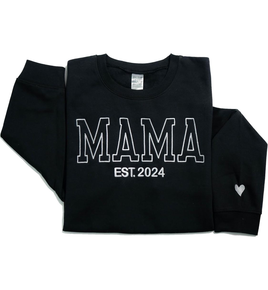 Embroidered Mama 2024 EST Sweatshirt For Women, Custom Gifts for Mother's Day Chirstmas Birthday for Mama