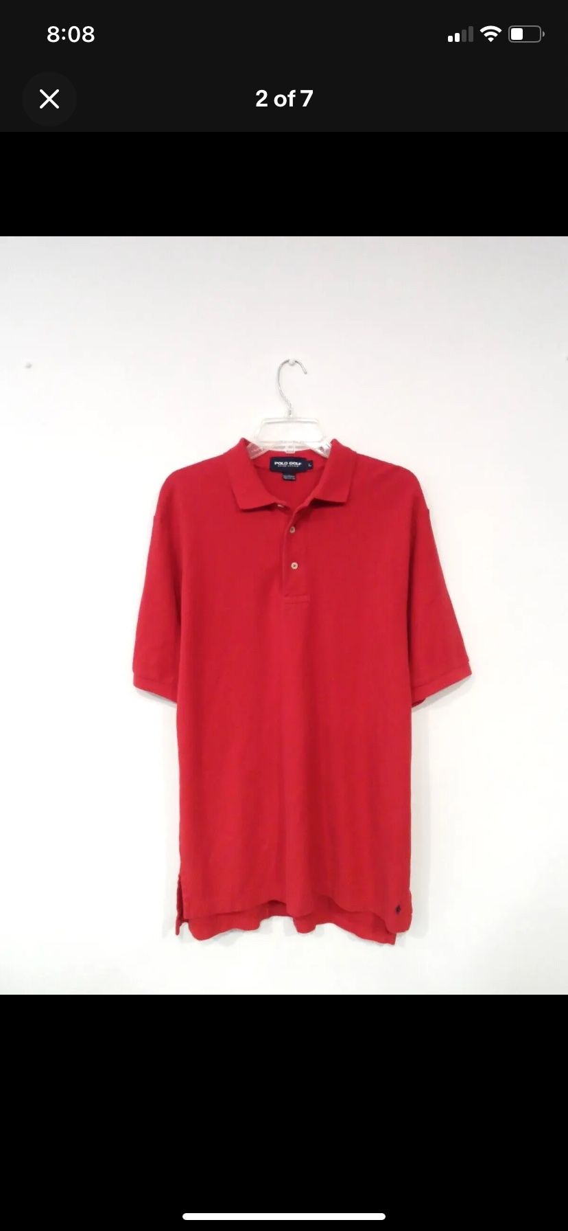 Ralph Lauren Men's Polo Golf Shirt Size Large Red Pique Short Sleeve Top