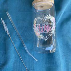 To My Wife 16 Oz Glass Coffee Mug Jar