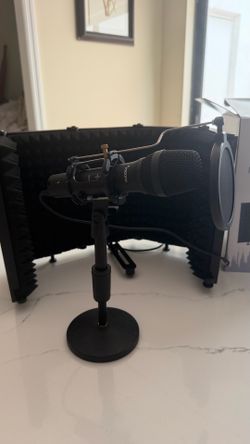 Complete Podcast/Voice Recording Setup,Microphone+Isolation Shield+Shock mount+Pop Filter