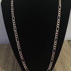 6mm Tri Color Diamond Cut Figaro chain 24 Inch