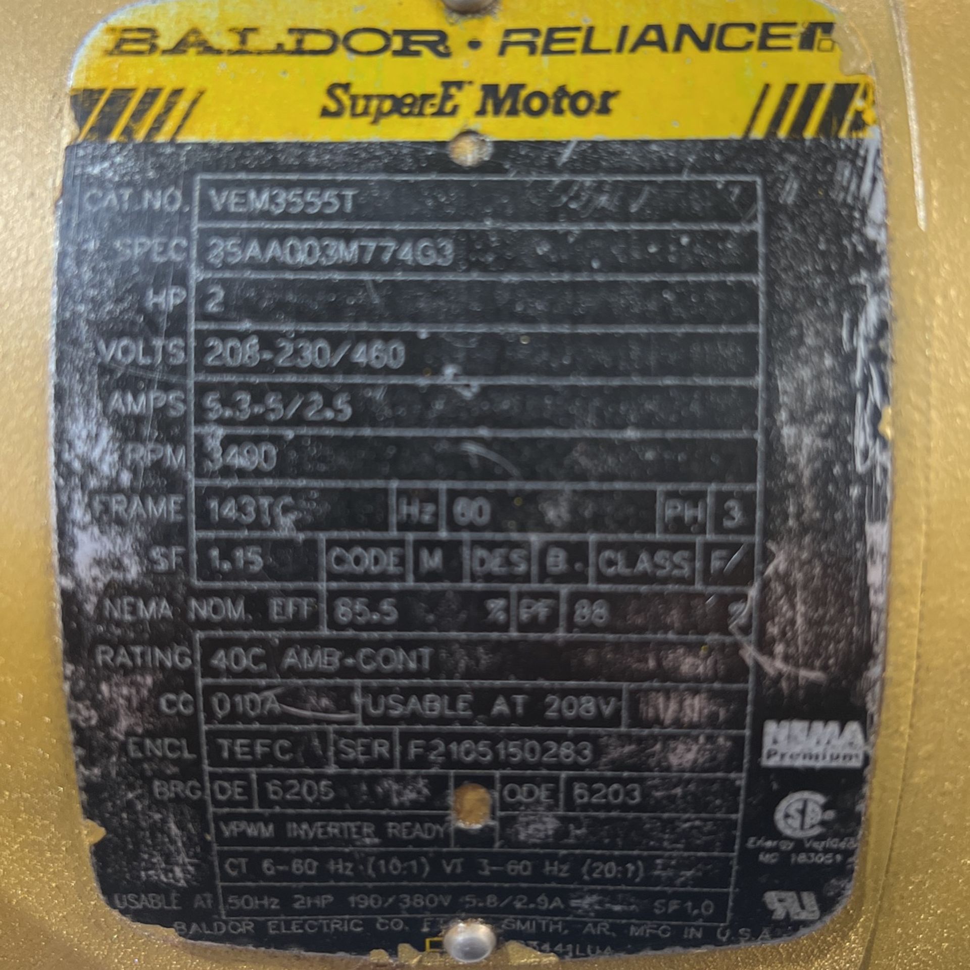 Baldor 2hp. 3ph 230/460 Used Motor