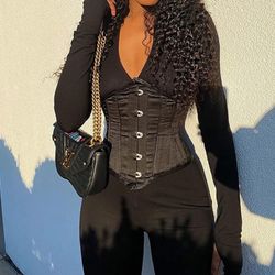 Black Satin Underbust Corset Tops for Women: Adult Halloween Costumes Woman Cosplay Historical Reenactments Themed Parties