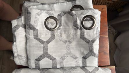 Gray and white curtains
