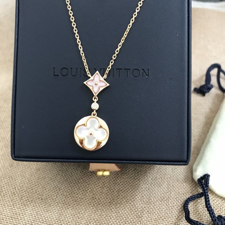 LV/Louis Vuitton necklace old flower 18k rose gold necklace ladies