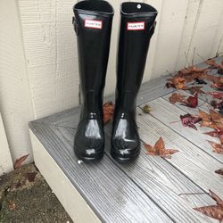 Tall Hunter Boots - Black Glossy - Size 7
